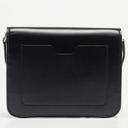 Pre Owned Burberry Black Leather Mini TB Flap Crossbody Bag