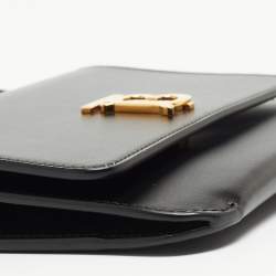Pre Owned Burberry Black Leather Mini TB Flap Crossbody Bag