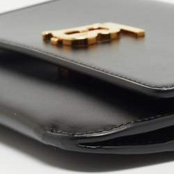 Pre Owned Burberry Black Leather Mini TB Flap Crossbody Bag
