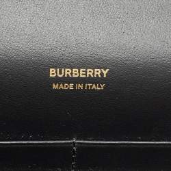 Pre Owned Burberry Black Leather Mini TB Flap Crossbody Bag