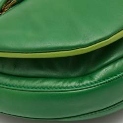Pre Owned Burberry Two Tone Green Leather Small Olympia Shoulder Bag