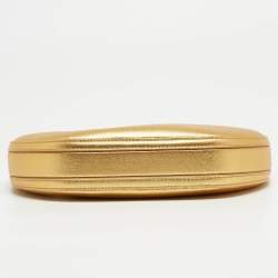 Pre Owned Burberry Gold Leather Mini Olympia Zip Chain Bag