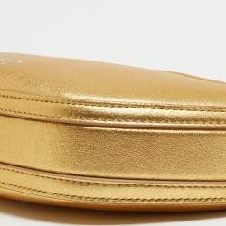 Pre Owned Burberry Gold Leather Mini Olympia Zip Chain Bag