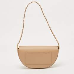 Pre Owned Burberry Beige Leather Small Studded Olympia Shoulder Bag