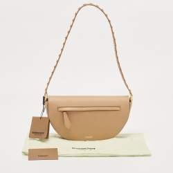 Pre Owned Burberry Beige Leather Small Studded Olympia Shoulder Bag
