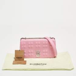 Pre Owned Burberry Light Pink Quilted Leather Small Lola Shoulder Bag
