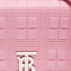 Pre Owned Burberry Light Pink Quilted Leather Small Lola Shoulder Bag