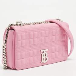 Pre Owned Burberry Light Pink Quilted Leather Small Lola Shoulder Bag