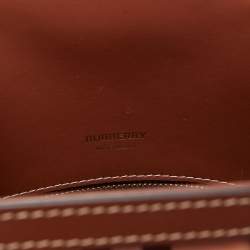Burberry Brown/Beige Vintage Check Canvas and Leather Mini Title Tote
