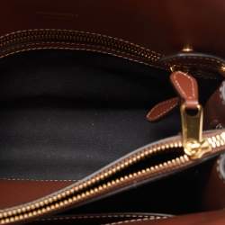 Burberry Brown/Beige Vintage Check Canvas and Leather Mini Title Tote