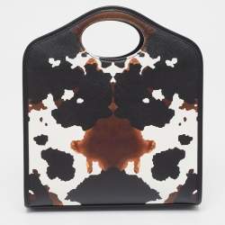 Pre Owned Burberry Black Camouflage Print Leather Mini Pocket Bag