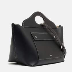 Pre Owned Burberry Black Leather Medium Soft Pocket Tote