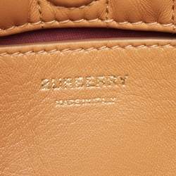 Pre Owned Burberry Brown Embossed Check Leather Small Lola Bucket Bag