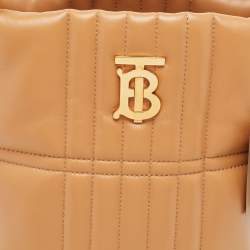 Pre Owned Burberry Brown Embossed Check Leather Small Lola Bucket Bag