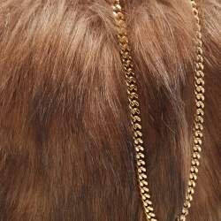 Pre Owned Burberry Beige/Black Faux Fur Micro Lola Tote