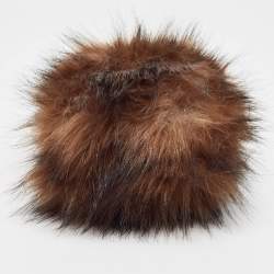 Pre Owned Burberry Beige/Black Faux Fur Micro Lola Tote