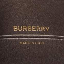 Pre Owned Burberry Two Tone Brown Leather Mini Zip Olympia Bag