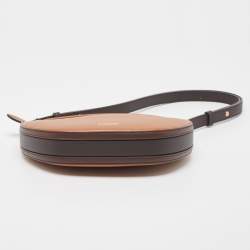 Pre Owned Burberry Two Tone Brown Leather Mini Zip Olympia Bag