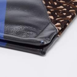 Pre Owned Burberry Multicolor Leather and Velvet Olympia Scarf Oversized Clutch