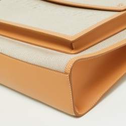 Pre Owned Burberry Beige Canvas and Leather Medium Pocket Bag