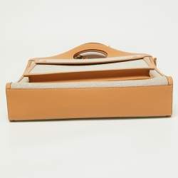 Pre Owned Burberry Beige Canvas and Leather Medium Pocket Bag