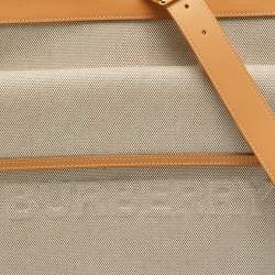 Pre Owned Burberry Beige Canvas and Leather Medium Pocket Bag
