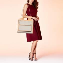Pre Owned Burberry Beige Canvas and Leather Medium Pocket Bag