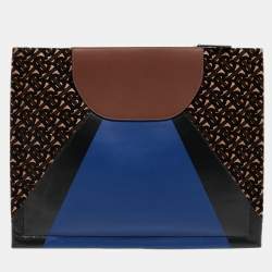 Burberry Multicolor Leather and Velvet Olympia Scarf Oversized Clutch