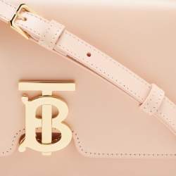 Pre Owned حقيبة كتف بربري TB  جلد وكانفاس رصاصي/أسود صغيرة 