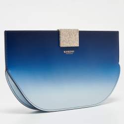 Pre Owned Burberry Ombre Blue Leather Crystal Olympia Clutch