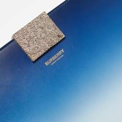 Pre Owned Burberry Ombre Blue Leather Crystal Olympia Clutch