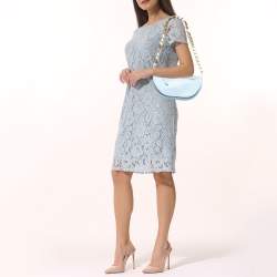 Pre Owned Burberry Pale Blue Leather Small Olympia Chain Shoulder Bag