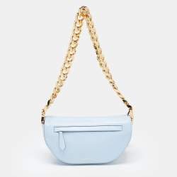Pre Owned Burberry Pale Blue Leather Small Olympia Chain Shoulder Bag