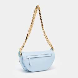 Pre Owned Burberry Pale Blue Leather Small Olympia Chain Shoulder Bag