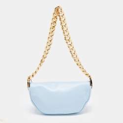 Pre Owned Burberry Pale Blue Leather Small Olympia Chain Shoulder Bag