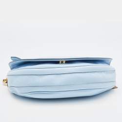Pre Owned Burberry Pale Blue Leather Small Olympia Chain Shoulder Bag