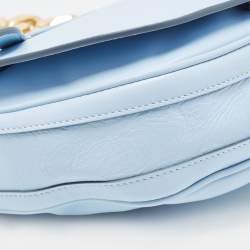 Pre Owned Burberry Pale Blue Leather Small Olympia Chain Shoulder Bag