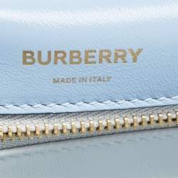 Pre Owned Burberry Pale Blue Leather Small Olympia Chain Shoulder Bag