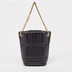 Pre Owned Burberry Black Embossed Quilt Leather Small Lola Bucket Bag