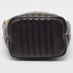 Pre Owned Burberry Black Embossed Quilt Leather Small Lola Bucket Bag