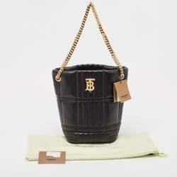 Pre Owned Burberry Black Embossed Quilt Leather Small Lola Bucket Bag
