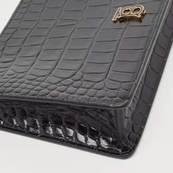 مملوكة مسبقًا Burberry Black Croc Embossed Leather Shoulder Bag