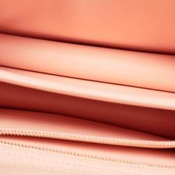 Pre Owned Burberry Peach Pink Leather Small TB Shoulder Bag