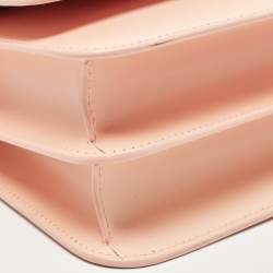 Pre Owned Burberry Peach Pink Leather Small TB Shoulder Bag