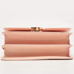 Pre Owned Burberry Peach Pink Leather Small TB Shoulder Bag