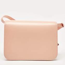 Pre Owned Burberry Peach Pink Leather Small TB Shoulder Bag