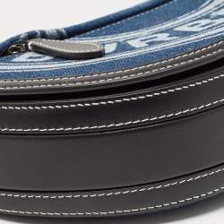 Pre Owned Burberry Blue/Black Denim and Leather Small Olympia Shoulder Bag