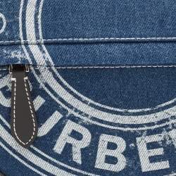 Pre Owned Burberry Blue/Black Denim and Leather Small Olympia Shoulder Bag