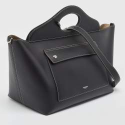 Burberry Black Leather Medium Soft Pocket Tote