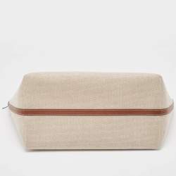 Pre Owned Burberry Beige/Brown Canvas and Leather Small Soft Pocket Tote